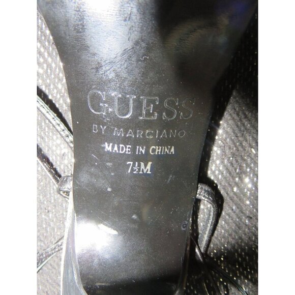 BOGO Guess by Marciano Black Leopard Leather Strappy Ankle Tie Heels sz 7.5 - Picture 10 of 12